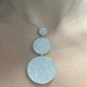 Suzy Levian Sterling Silver White CZ Circle Pendant NWT